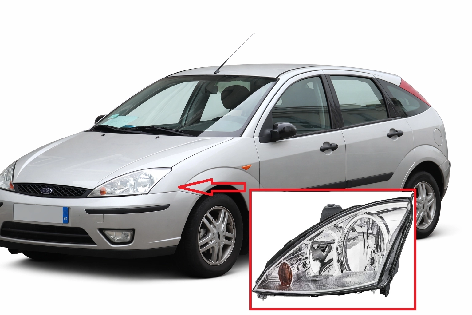 Ford Focus 2001-2005 Ön Far Kompe SOL Depo Marka
