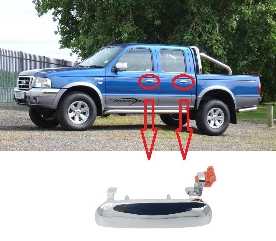 Ford Ranger 1998-2006 Ön ve Arka Sol Dış Kapı Kolu (Nikelaj) Nokparts Marka