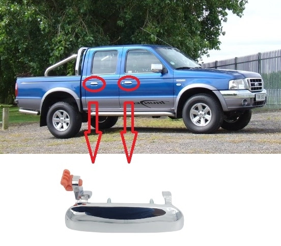 Ford Ranger 1998-2006 Ön ve Arka Sağ Dış Kapı Kolu (Nikelaj) Nokparts Marka