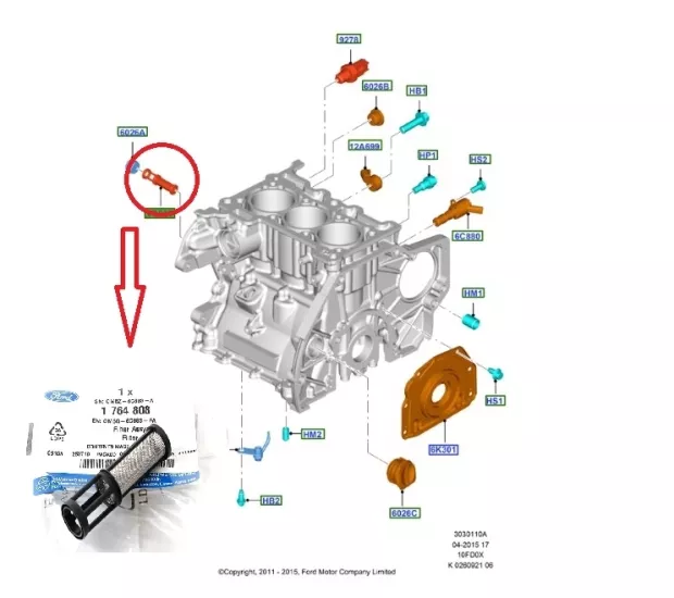 Ford 1.0 Ecoboost Blok Yağ Süzgeci OTOSAN Marka