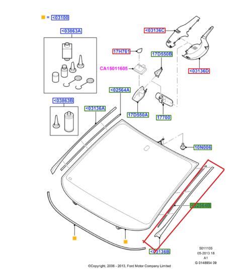 Ford S-MAX 2006-2011 Ön Cam Sıyırıcı Dış Fitil Sol